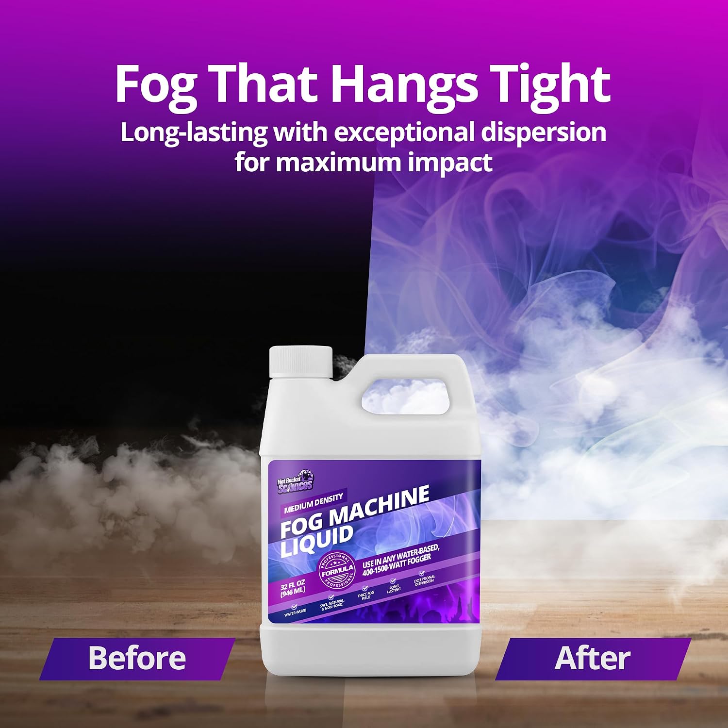 Fog Machine Liquid for Halloween Party and Events, Medium Density, 32oz