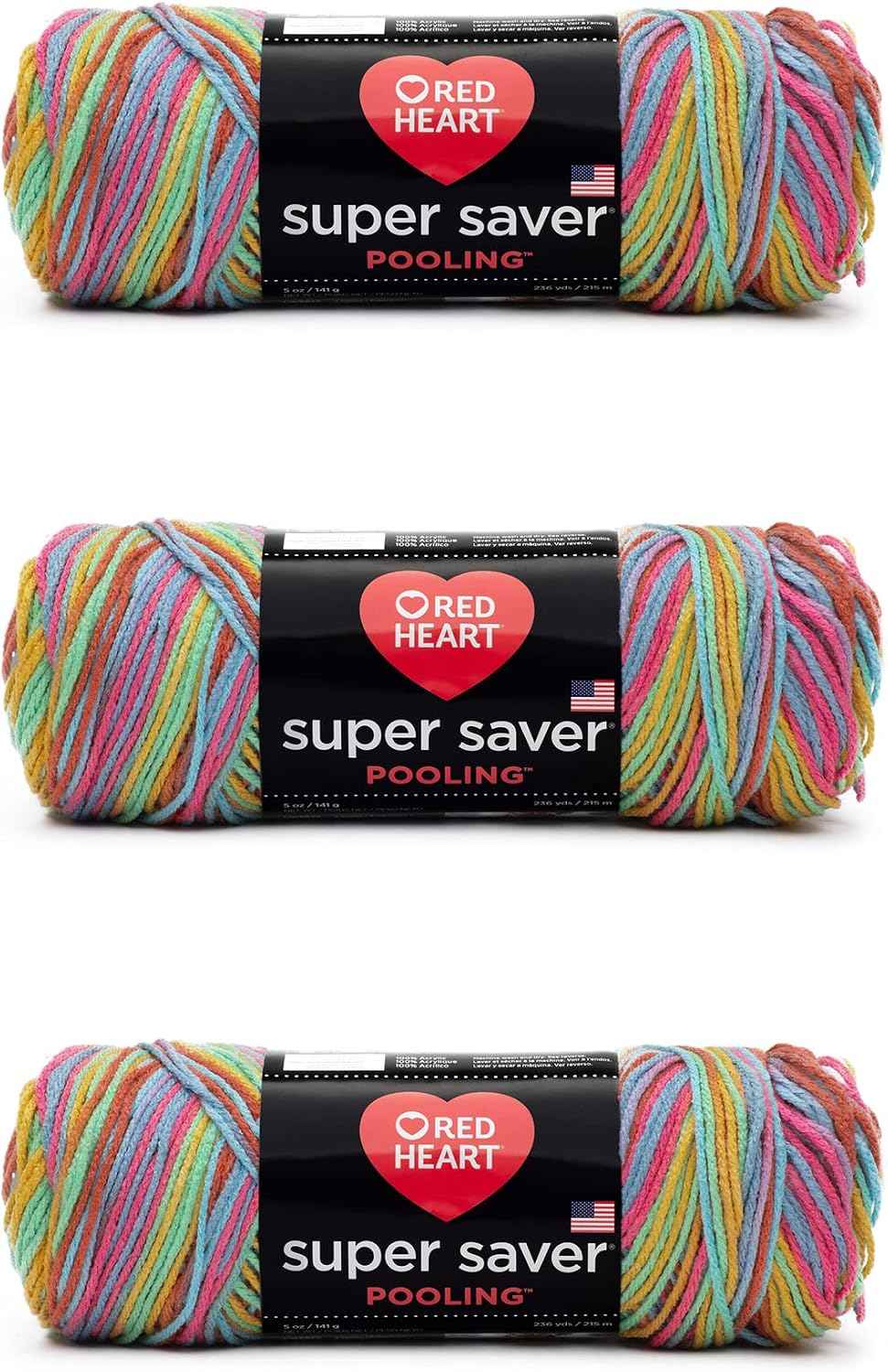 Red Heart Super Saver Yarn, 3 Pack, Papaya 3 Count