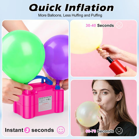 Electric Balloon Pump with Dual Nozzle & 2 Tying Tools