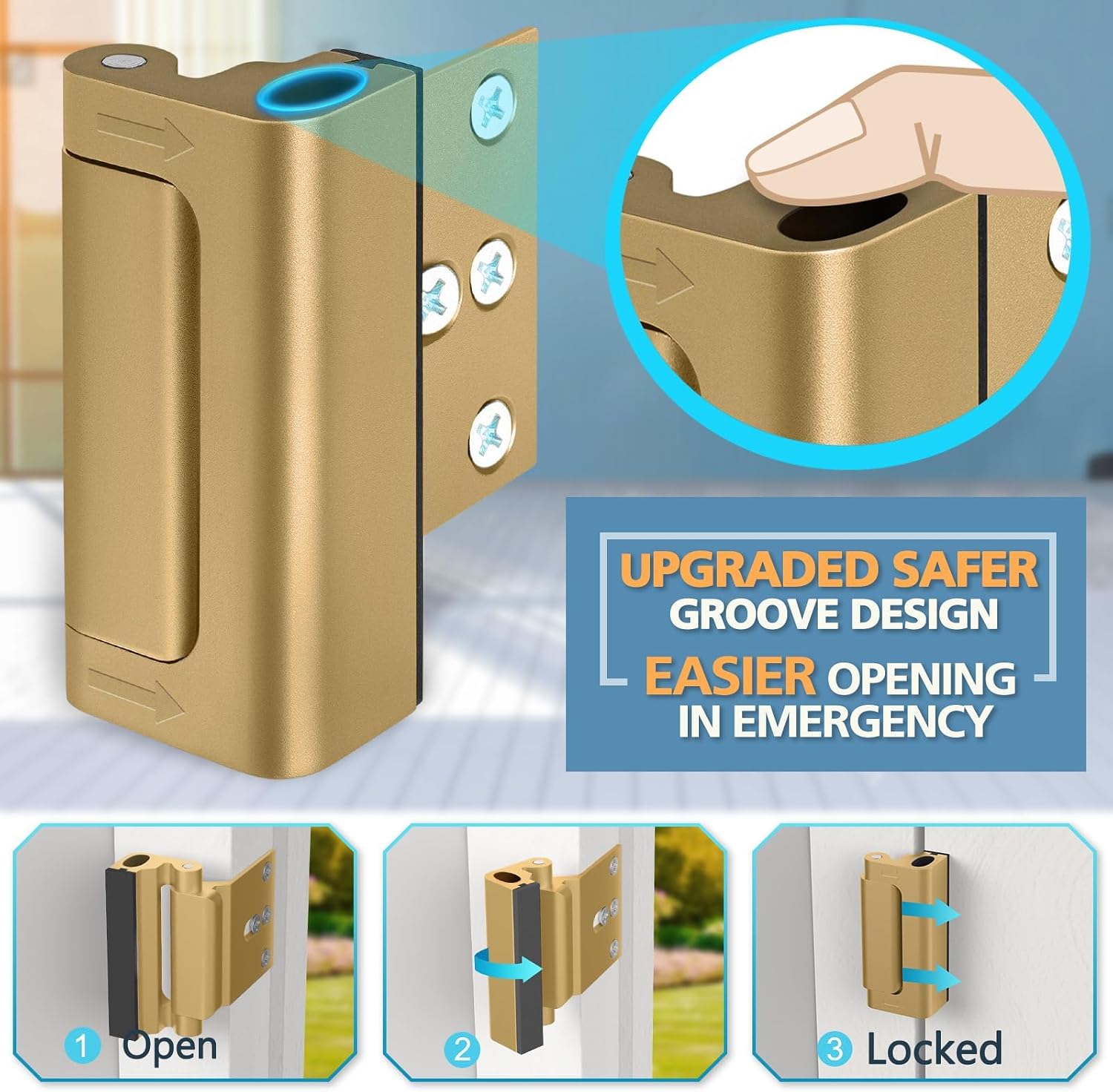 Home Security Door Lock for Kids Safety Front Door Reinforcement Lock Latch
