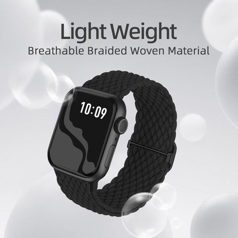 Braided Stretchy Solo Loop Compatible for Apple Watch Band 38mm 40mm 41mm 42mm 44mm 45mm 46mm 49mm for Women Men, Nylon Elastic Straps Wristbands for iWatch Series 10 9 8 7 6 SE 5 4 3 2 Ultra Ultra 2