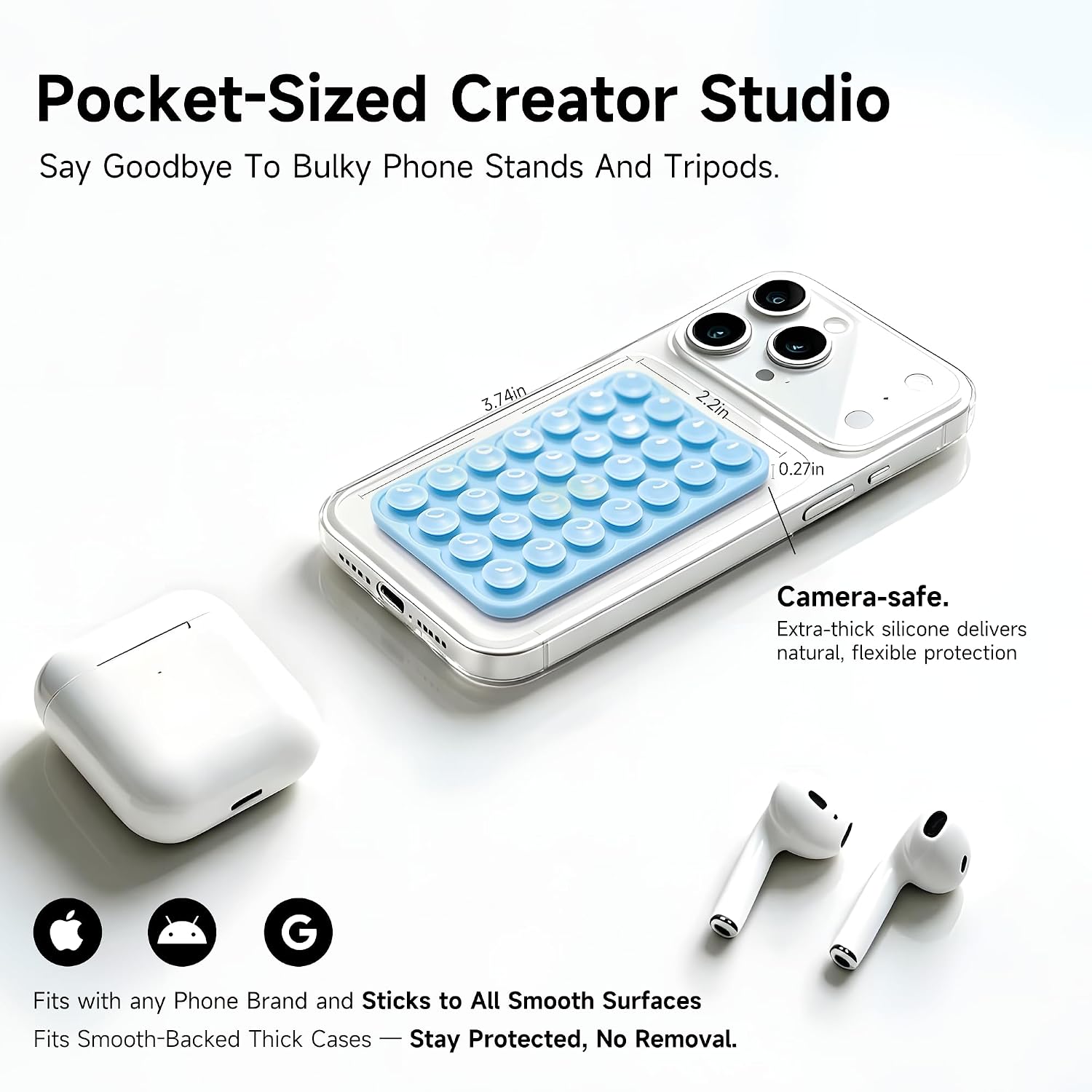 DreamsLink.LC Silicone Double-Sided Suction Phone Mount - Babyblue Small