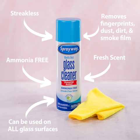 Sprayway Glass Cleaner Foaming Aerosol Spray, 19oz, Pack of 2 | Ammonia-Free, Streakless, Fast-Acting | Cleans & Polishes Glass Surfaces | Fresh Scent, Removes Fingerprints, Dust, Dirt, Smoke Film