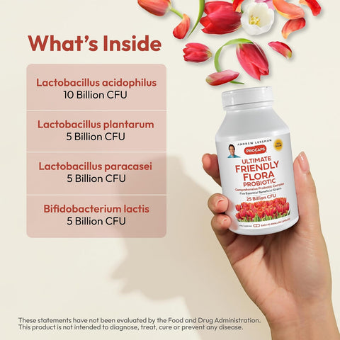 ANDREW LESSMAN ProCaps Probiotic 25B CFU 120 Capsules for Women & Men