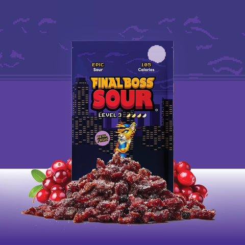 Final Boss Sour Fruit Candy, Sour Cranberries, Level 3, 10 Pack