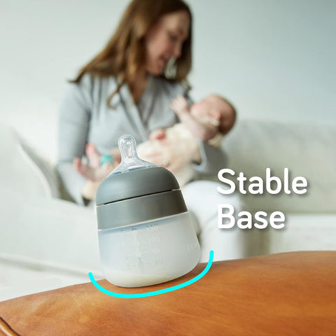 Nanobebe Flexy Silicone Baby Bottle, Anti-Colic, Natural Feel, Non-Collapsing Nipple, Non-Tip Stable Base, Easy to Clean 3-Pack, Teal, 5 oz