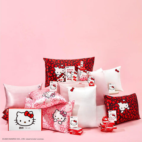 Kitsch x Hello Kitty (Pink Kitty Faces) - Satin Pillowcase with Zipper for Hair and Skin, Softer Than Silk Pillow Case, Cooling Pillow Cover, Machine Washable, Queen/Standard (19x26)