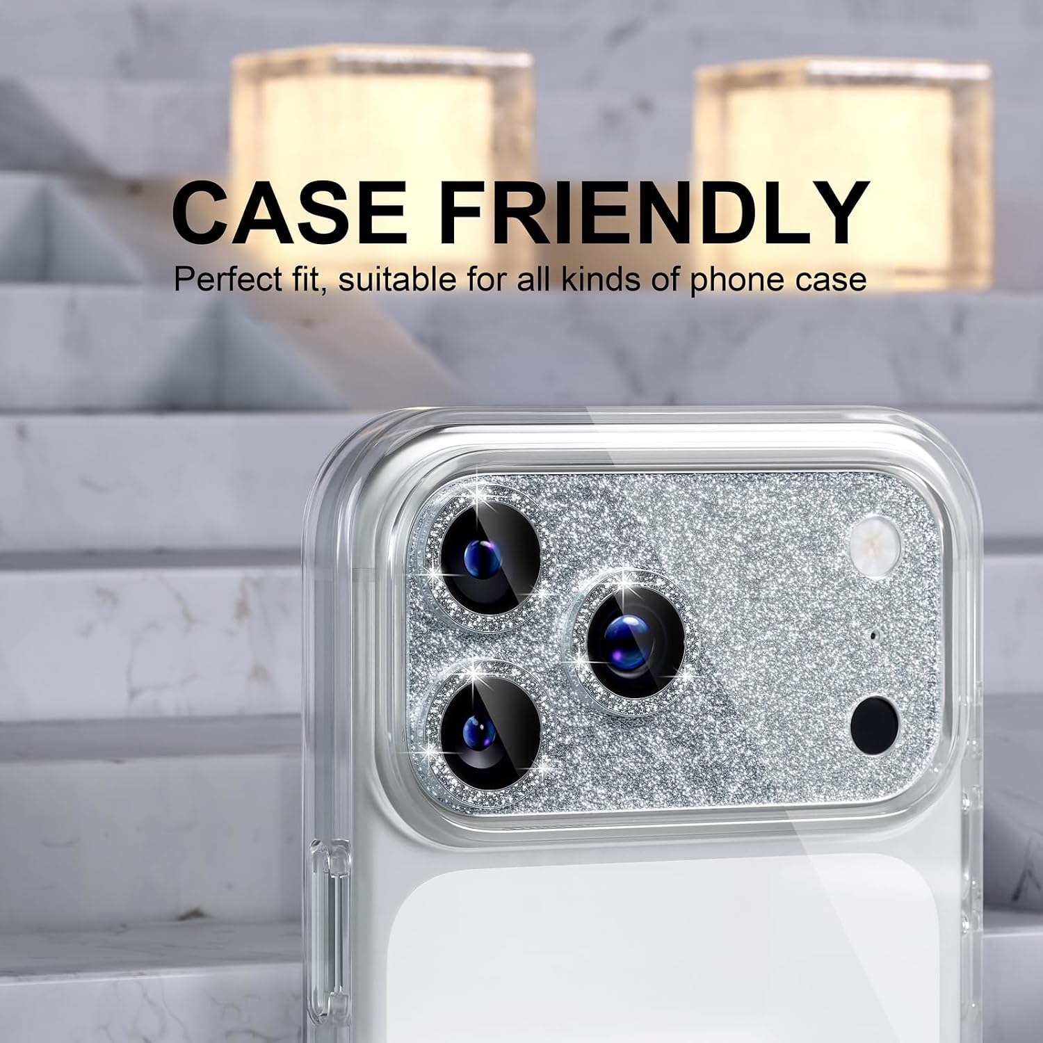 Choiche for iPhone 17 Pro Camera Lens Protector, Glitter-Silver