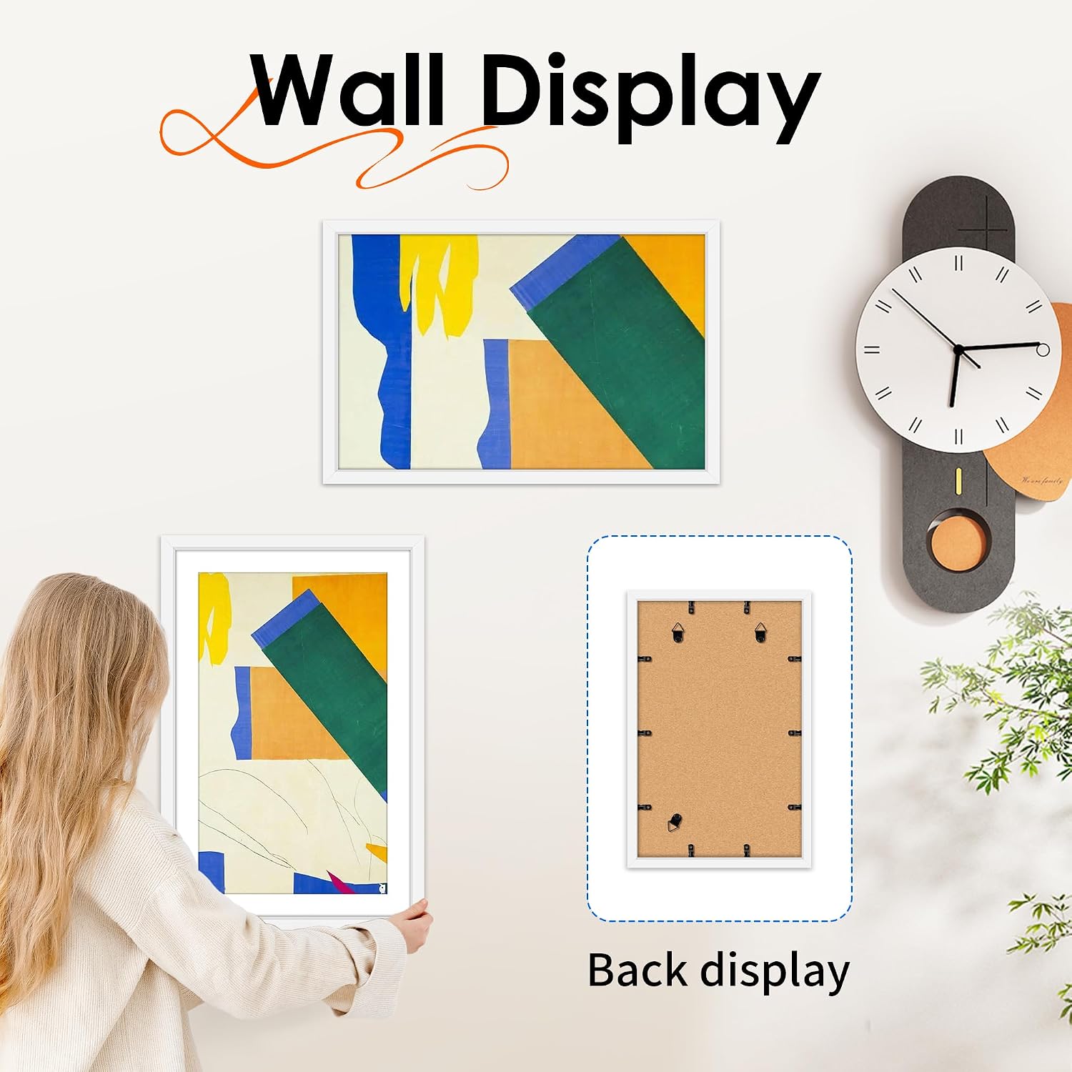 FIXSMITH 11x17 Picture Frame White Set of 2, Photo Frame with HD Plexiglass, Display Pictures 9x15 with Mat or 11x17 Without Mat, White Picture Frames Collage Wall Decor, Gallary Wall Frame