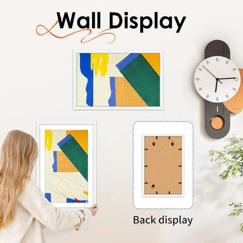 FIXSMITH 11x17 Picture Frame White Set of 2, Photo Frame with HD Plexiglass, Display Pictures 9x15 with Mat or 11x17 Without Mat, White Picture Frames Collage Wall Decor, Gallary Wall Frame