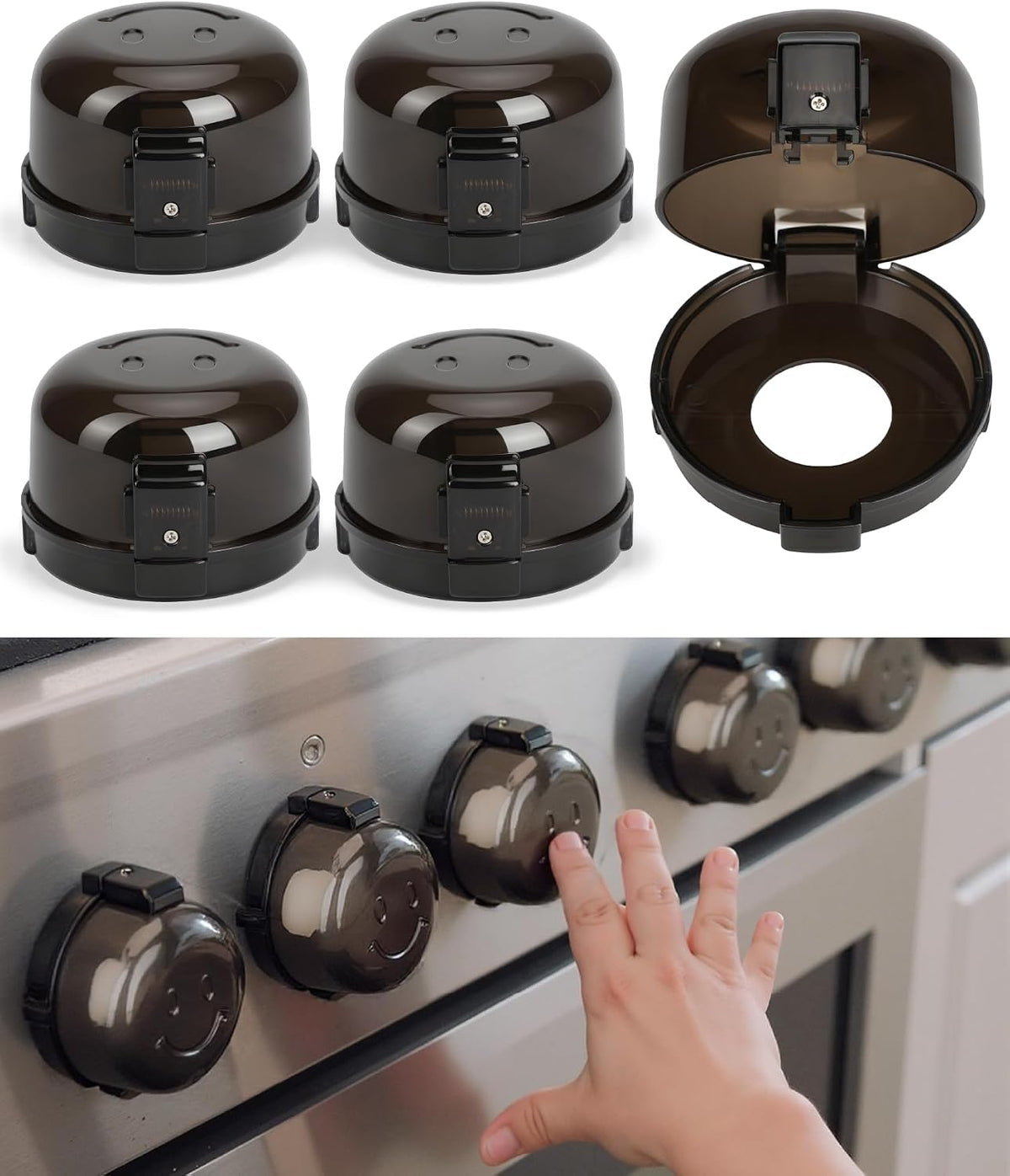 Bates- Stove Knob Safety Covers, 5 Pack Black Universal Size