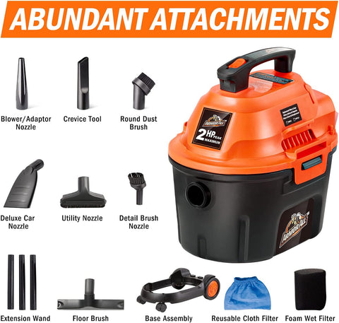 Armor All AA255W 2.5 Gal 2 Peak HP Wet/Dry Utility Vac Orange/Black