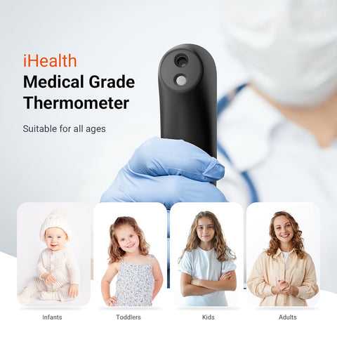 iHealth No-Touch Forehead Thermometer for Adults, Babies, Kids PT3 Black