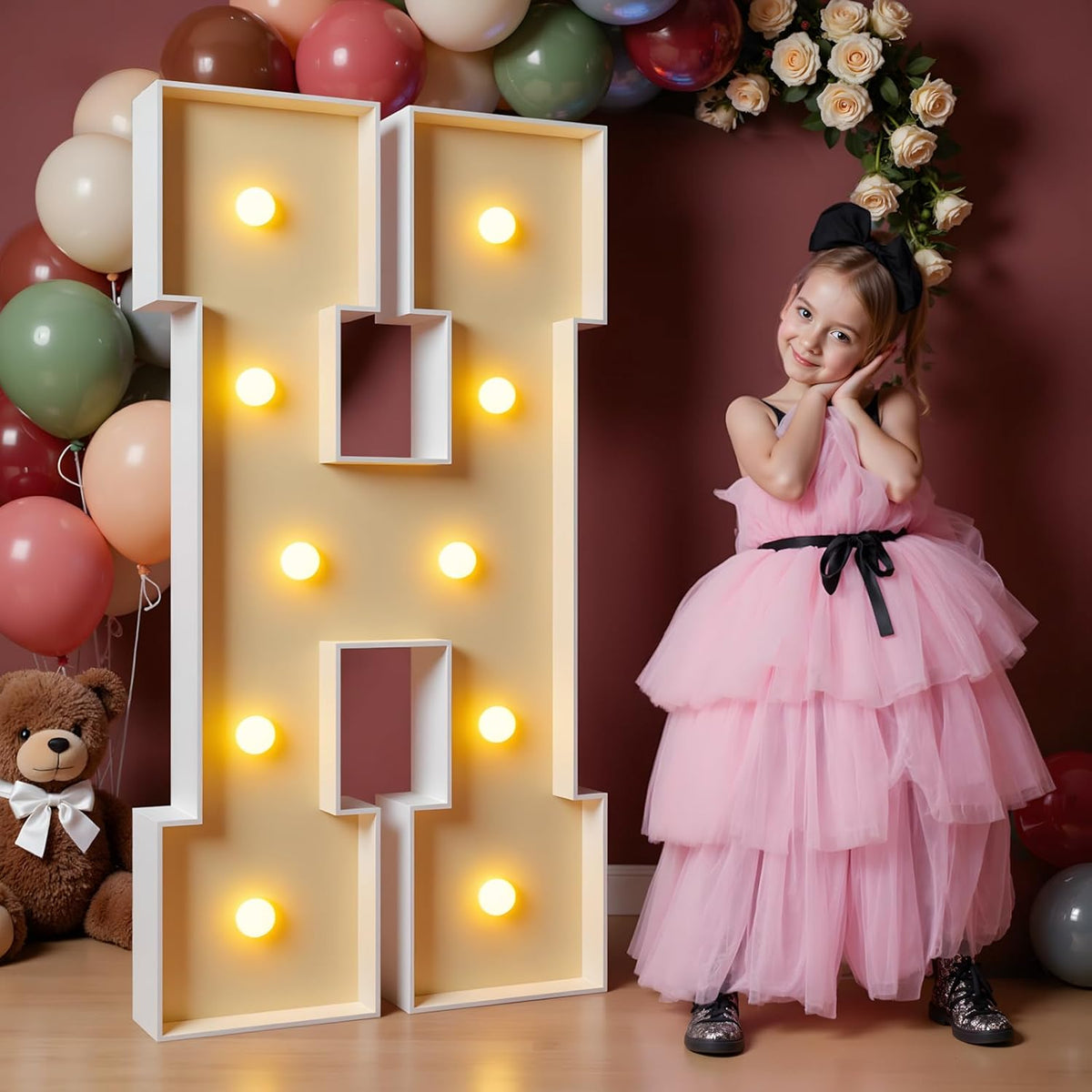 imprsv 4FT Marquee Letters, Large Light Up Letters H Sign for Party Decor