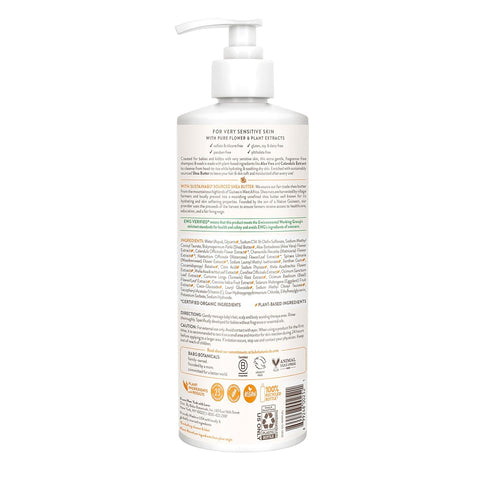 Babo Botanicals Sensitive Baby Fragrance-Free 2-in-1 Shampoo & Wash - Shea Butter, Calendula & Aloe Vera - EWG Verified - Cruelty-Free - Vegan - Pediatrician Tested - For Babies & Kids