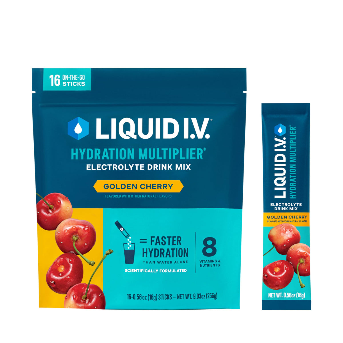 Liquid I.V.® Hydration Multiplier - Golden Cherry | Electrolyte Powder Drink Mix | 1 Pack (16 Servings)