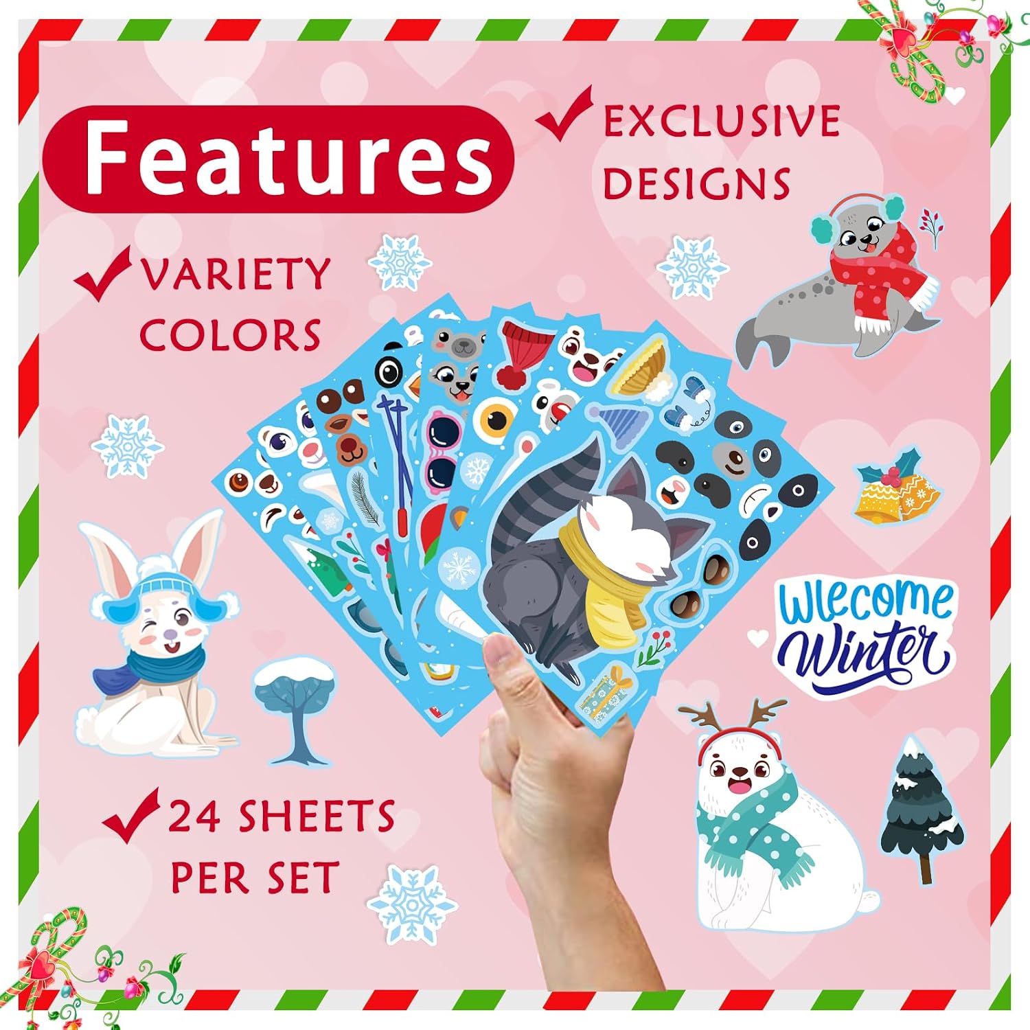 Winter Stickers for Kids Toddlers, Make Your Own Winter Animal Stickers