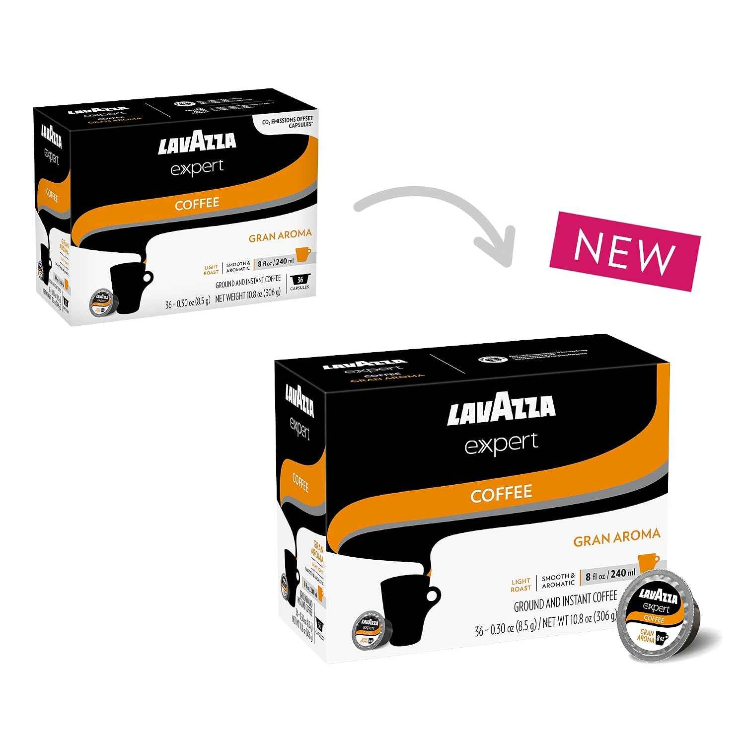 Lavazza Expert Gran Aroma Coffee Capsules, Light Roast, 100% Arabica, Compatible with Lavazza Classy Plus Machine (36 Capsules)