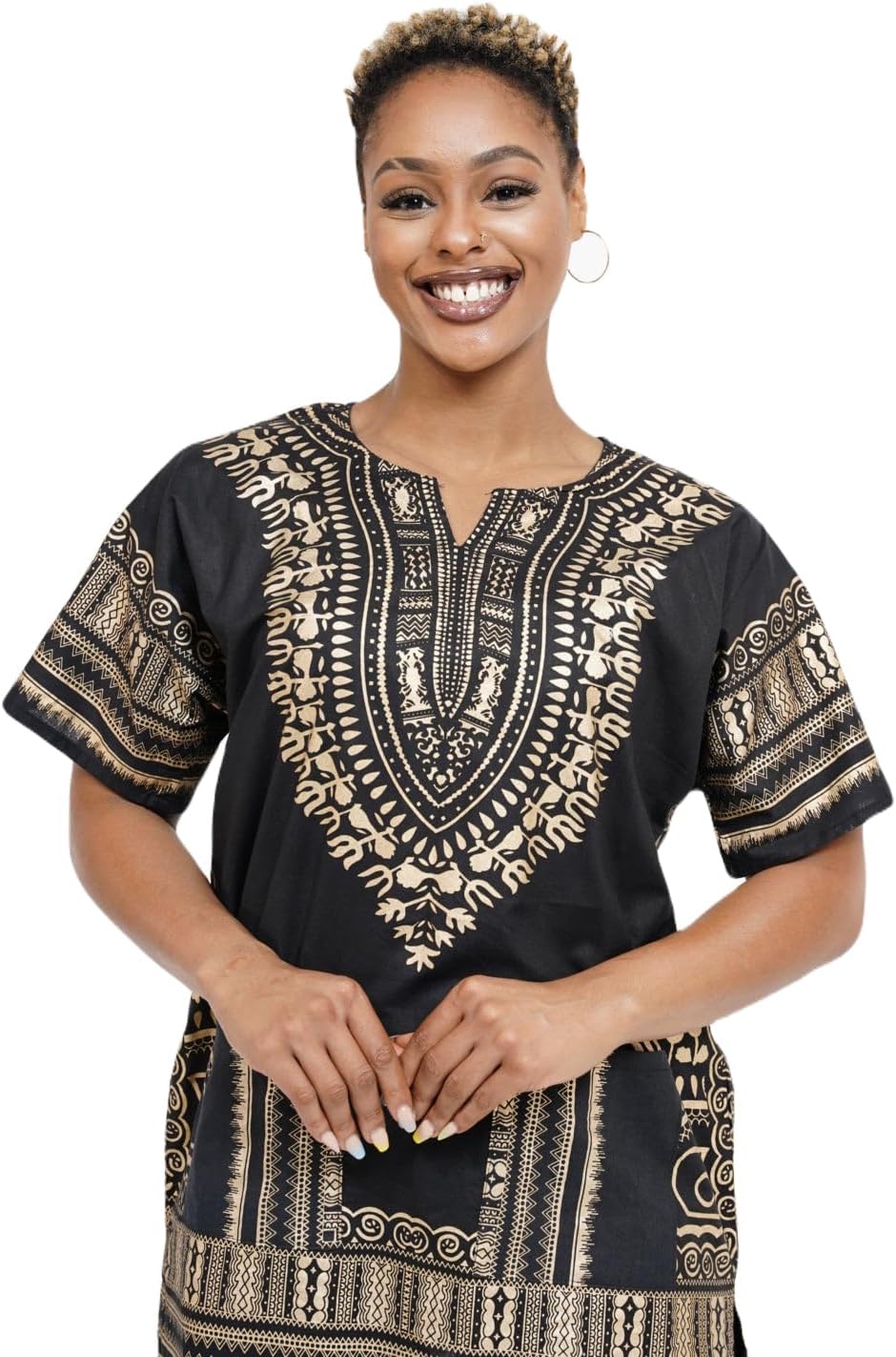 Dupsie's African Print Unisex Dashiki Shirt African Attire for Men Women Black History month, Festivals, Church, Cruises
