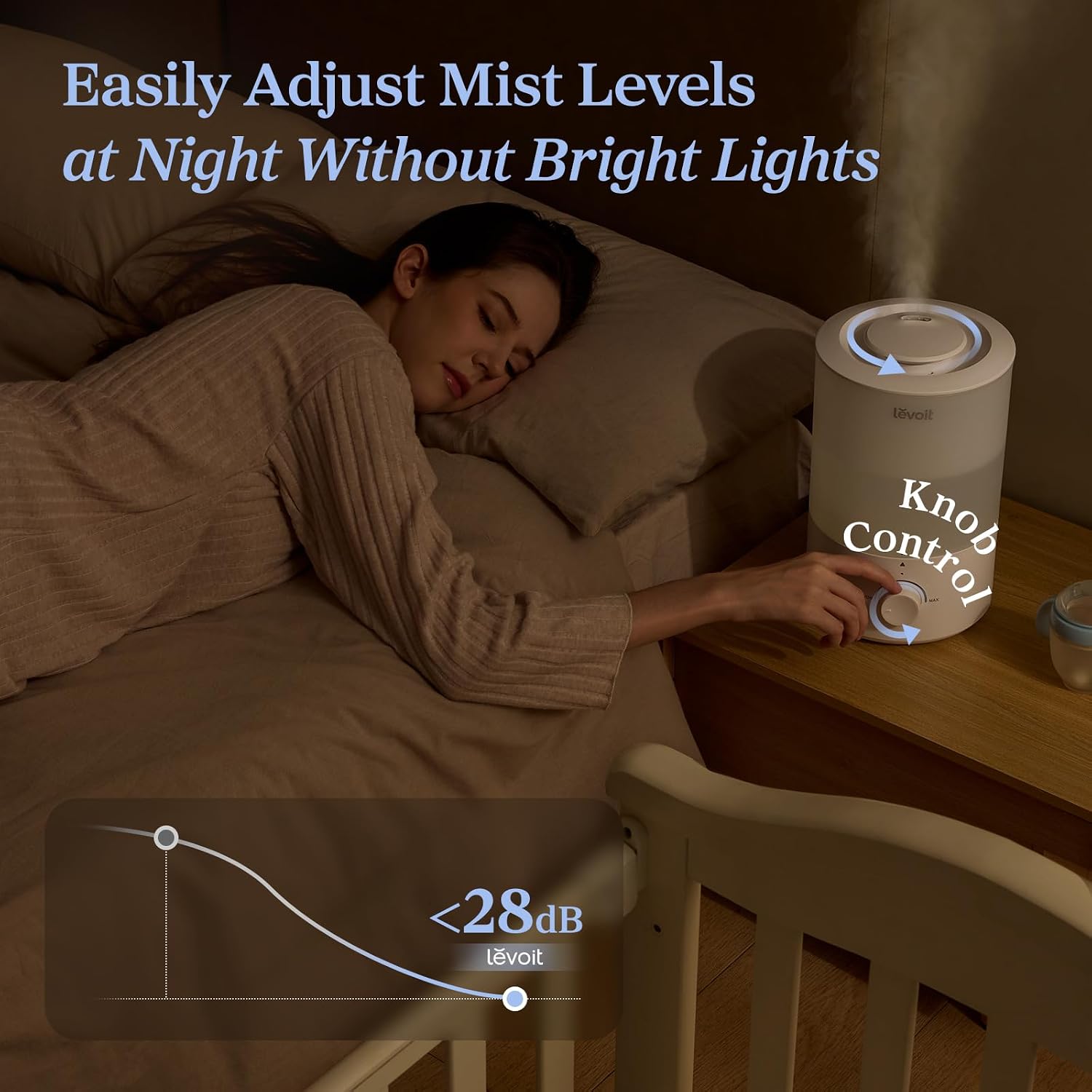 Levoit Humidifiers for Bedroom, Quiet, 3L Cool Mist, Essential Oil Diffuser