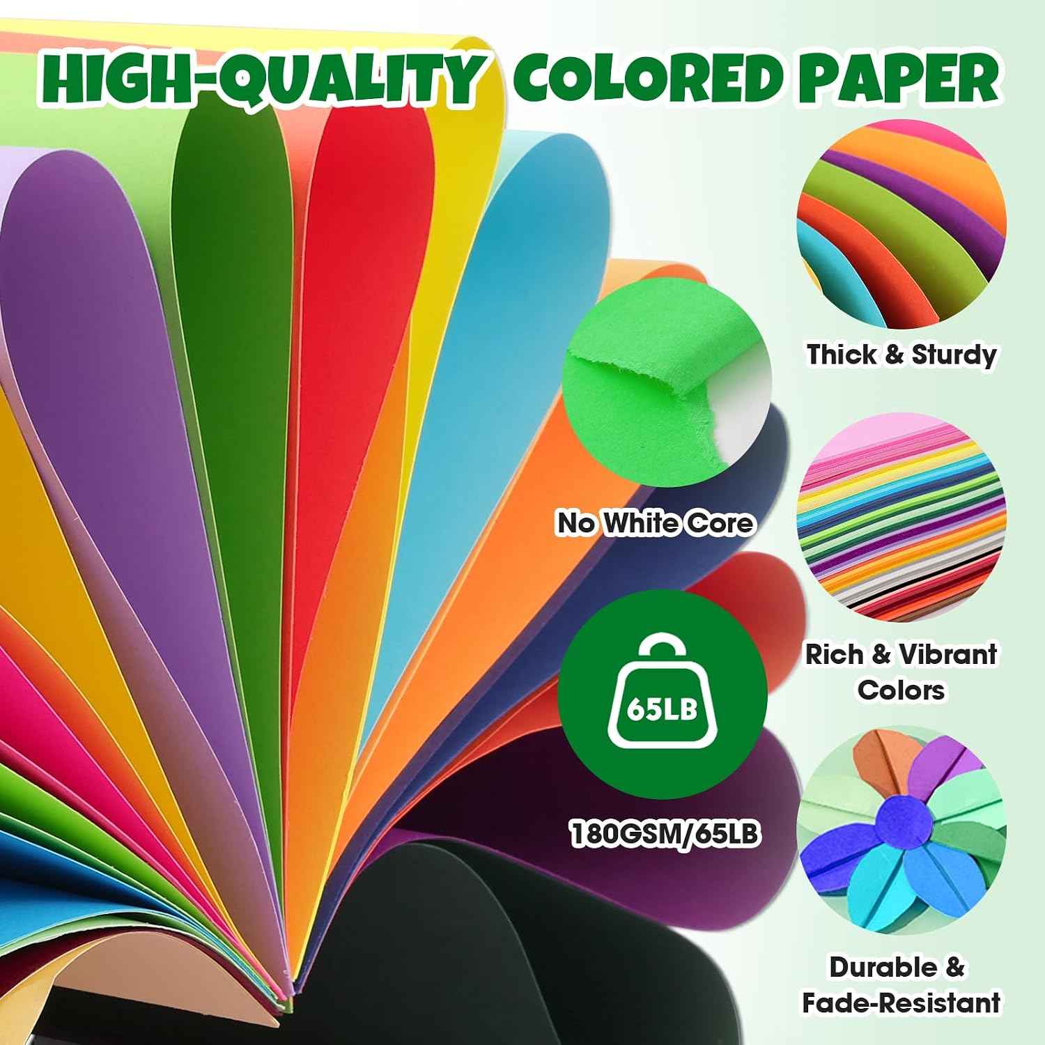 TUXIYA 300 Sheets 5" X 7" Colored Cardstock, 50 Colors Card Stock