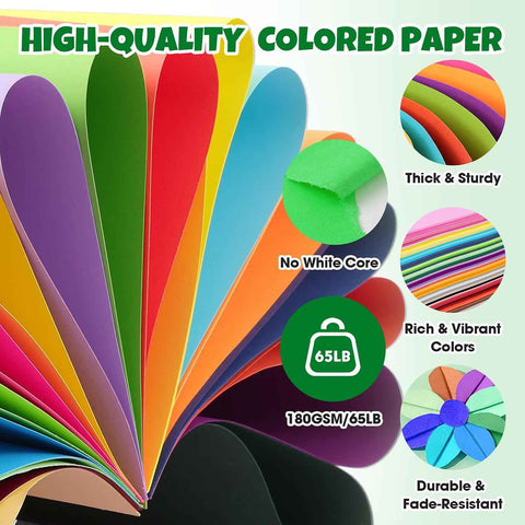 TUXIYA 300 Sheets 5" X 7" Colored Cardstock, 50 Colors Card Stock