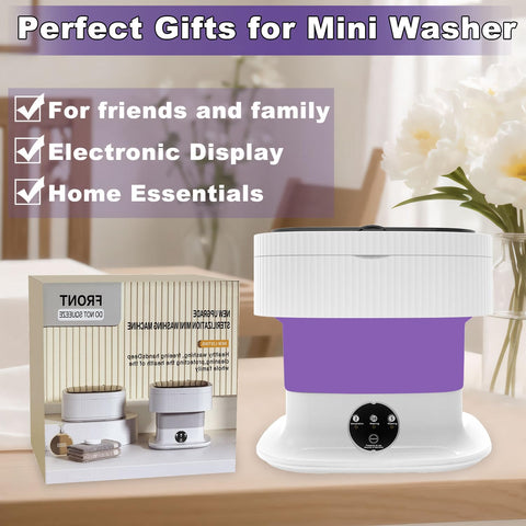 Mini Portable Washing Machine Small - 16L 60W Portable Mini Washing Machine with Spin, Mini Lavadora Portatil Washer Foldable, Small Washing Machine Portable Used for Travel Baby Purple