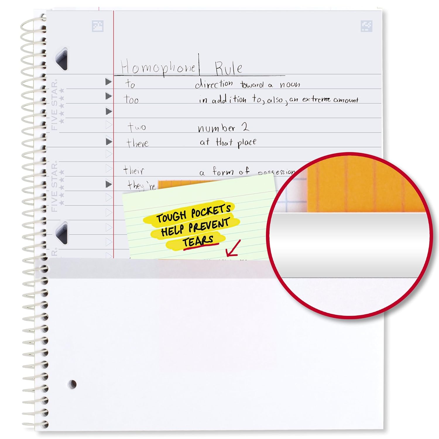 Five Star Spiral Notebook + Study App, 1 Subject, Wide Ruled, 8" x 10-1/2", 80 Sheets, Fights Ink Bleed, Water Resistant Cover, Pastel Doodles (930212F-ECM)