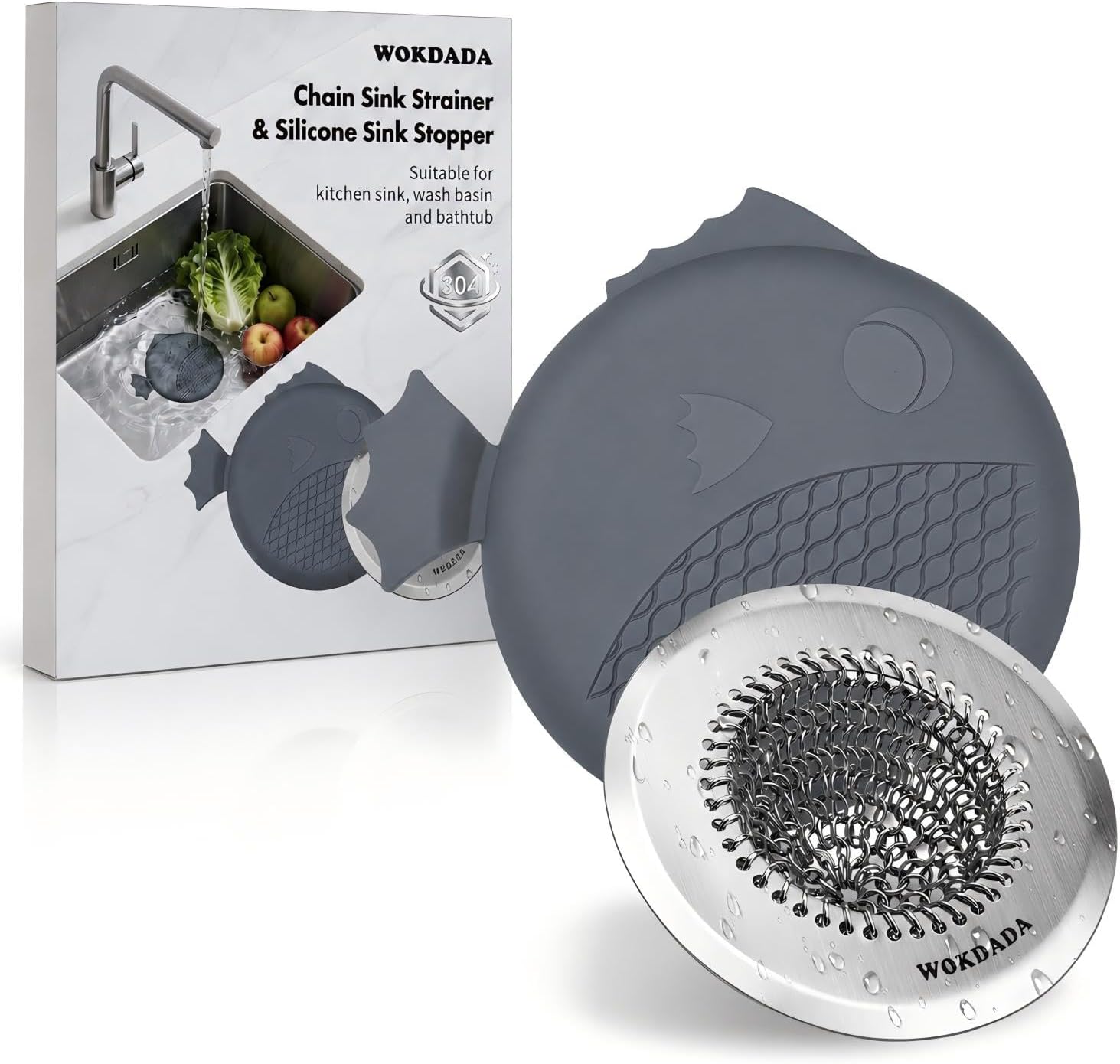 Kitchen Sink Drain Strainer Stopper,Patented Reversible Chain Mesh Basket