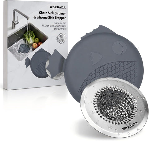 Kitchen Sink Drain Strainer Stopper,Patented Reversible Chain Mesh Basket