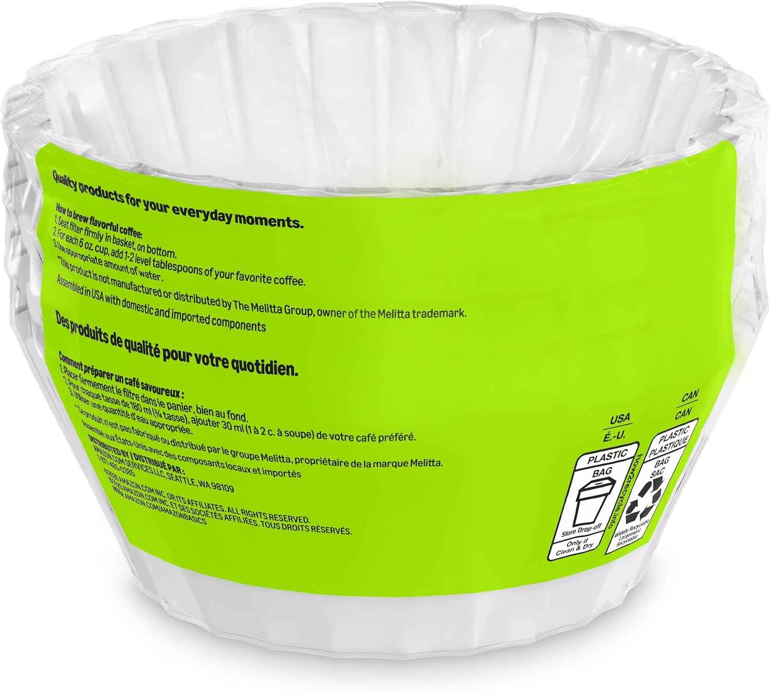 Amazon Basics Basket Coffee Filters for 8-12 Cup Coffee Makers, White, 200 Count, Packaging May Vary