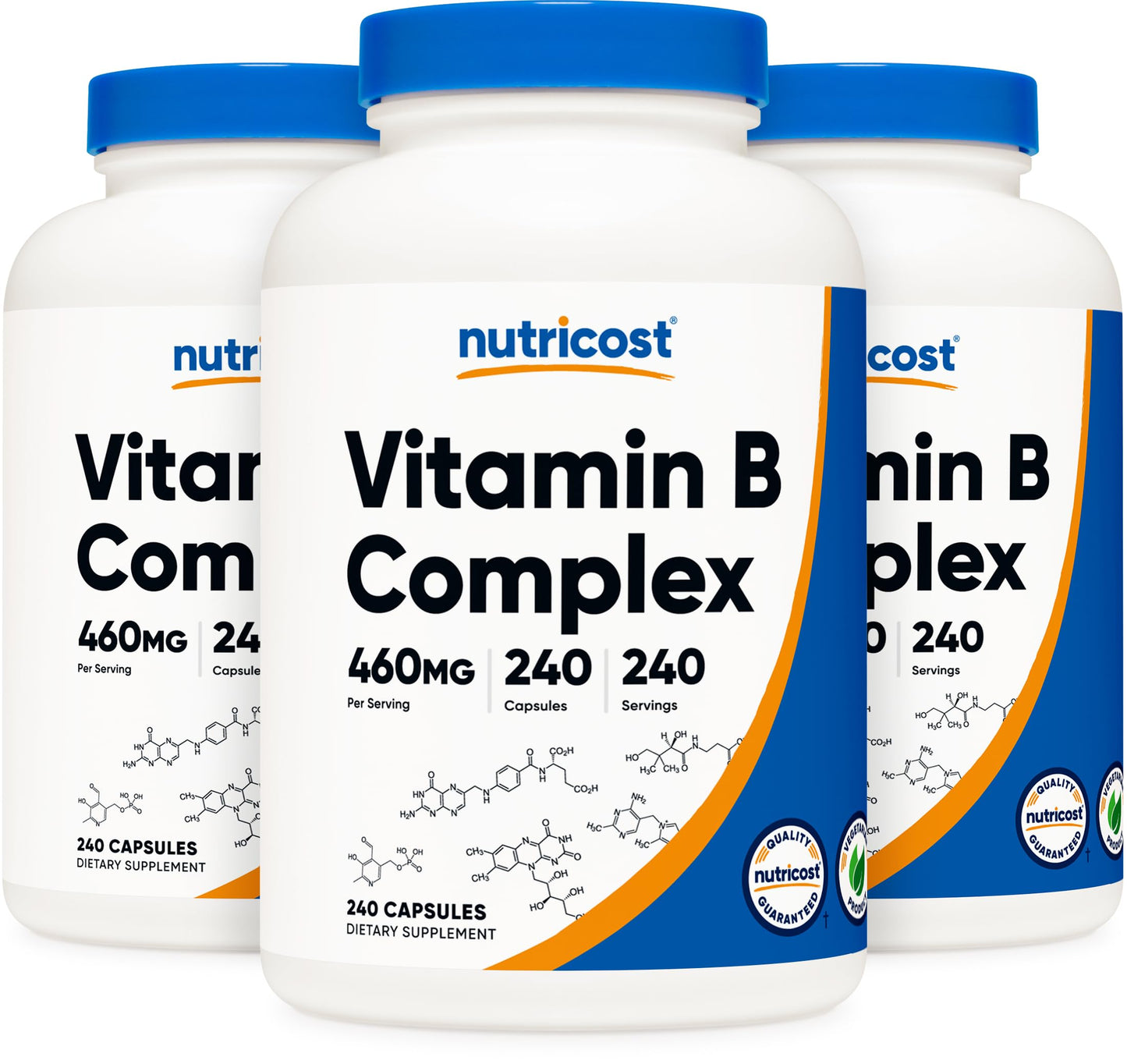 Nutricost High Potency Vitamin B Complex 462mg, 240 Capsules (3 Bottles) - with Vitamin C