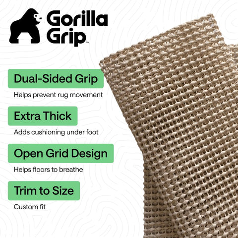 GORILLA GRIP® Slip Resistant Rug Pads for Hardwood Floor, 5x7 Beige