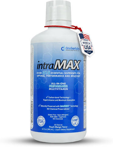 intraMAX Liquid Multivitamin, 415+ Nutrients, Non-GMO, Peach Mango, 32 oz