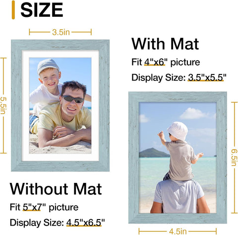 decorUhome 5x7 Picture Frame, Fits 4x6 Photos with Mat