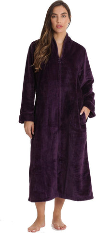 Just Love Textured Plush Zipper Lounger Robe for Women
