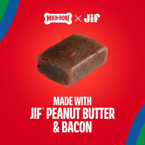 Milk-Bone Peanut Buttery Bites, Soft Dog Treats with Jif Peanut Butter & Real Bacon, 4.5 Oz. Bags (Pack of 2)