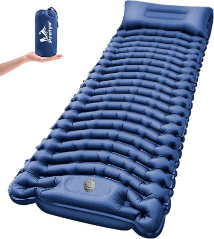 Ultralight Camping Sleeping Pad with Pillow & Built-in Foot Pump