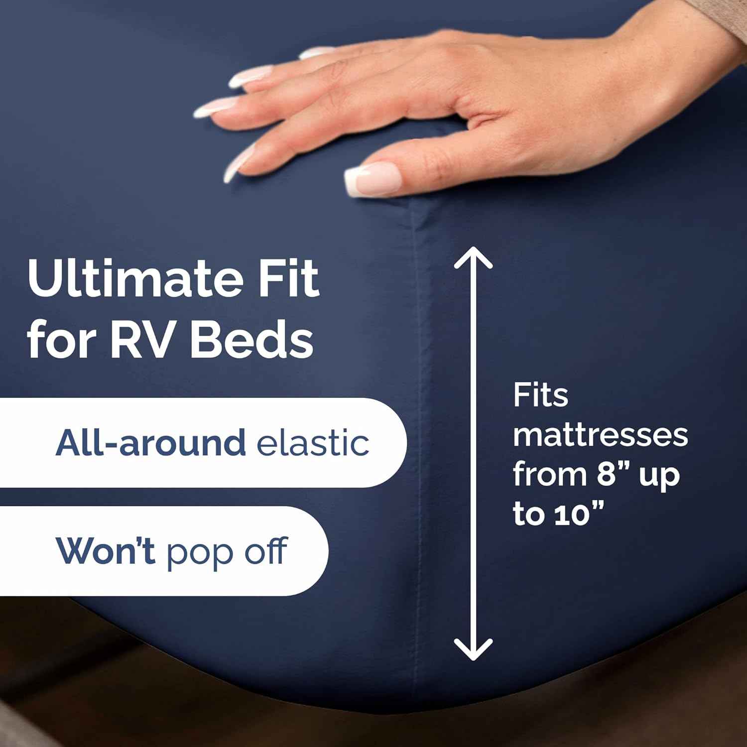 Short Queen Size 4 Piece Bed Sheet Set - RV Short Queen Sheets - Navy Blue