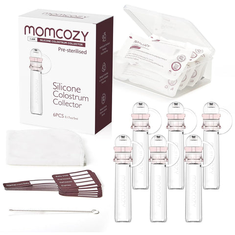 Momcozy Colostrum Collector with Cotton Cloth Wipe Storage Case 5ml-6pcs