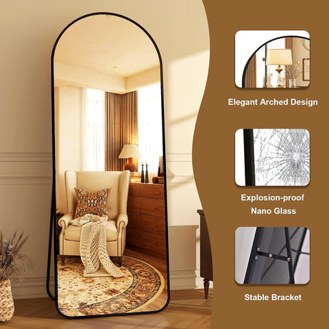 HARRITPURE 64"x21" Arched Full Length Mirror Floor Mirrors