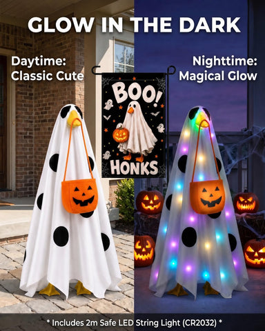 Halloween Lighted Porch Goose Outfits Ghost Costume Fits 23 Inch Statue
