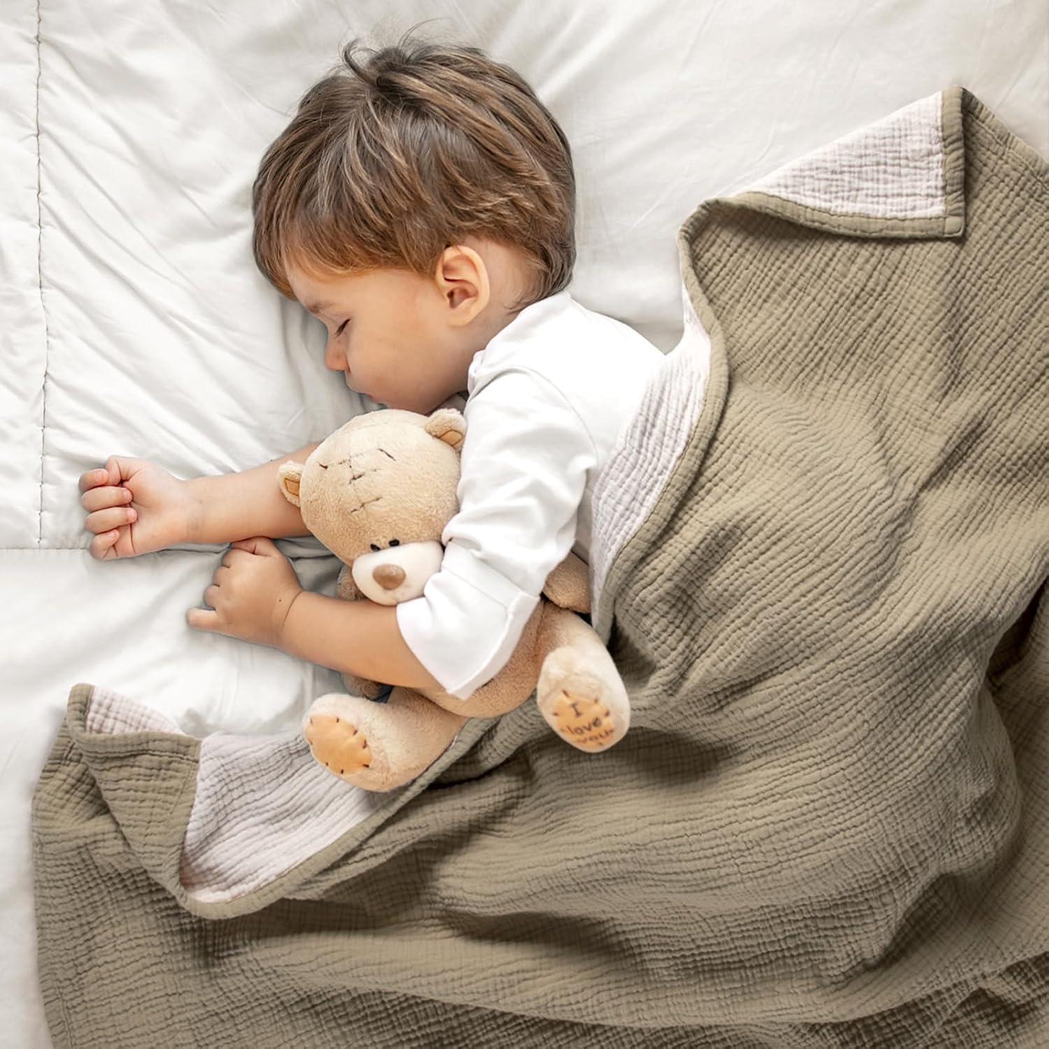 lulumoon Muslin Baby Blanket Neutral: Cotton Toddler Blanket for Daycare