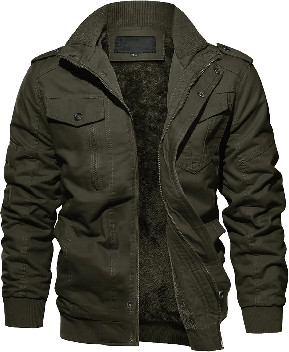 EKLENTSON Men's Winter Jacket with Multi Pockets Thermal Fleece Lined Coat