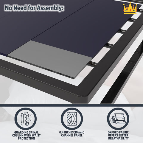 10mm Bunkie Board (76”x80”King Size) Lightweight Design | Low Profile Bed Support, Breathable, Noise Minimizing, Moisture Resistant | Folding Box Support Board | Split Fully Assembled