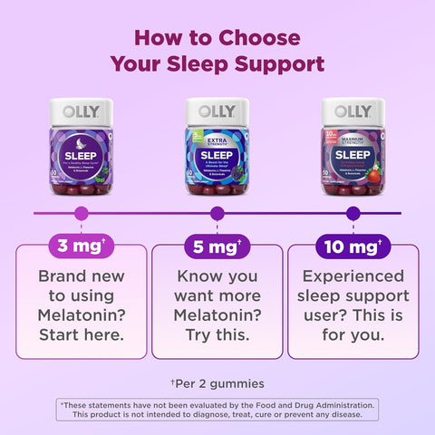 OLLY Sleep Support Gummy Supplement,* 3 mg Melatonin, L-Theanine - 90 Count