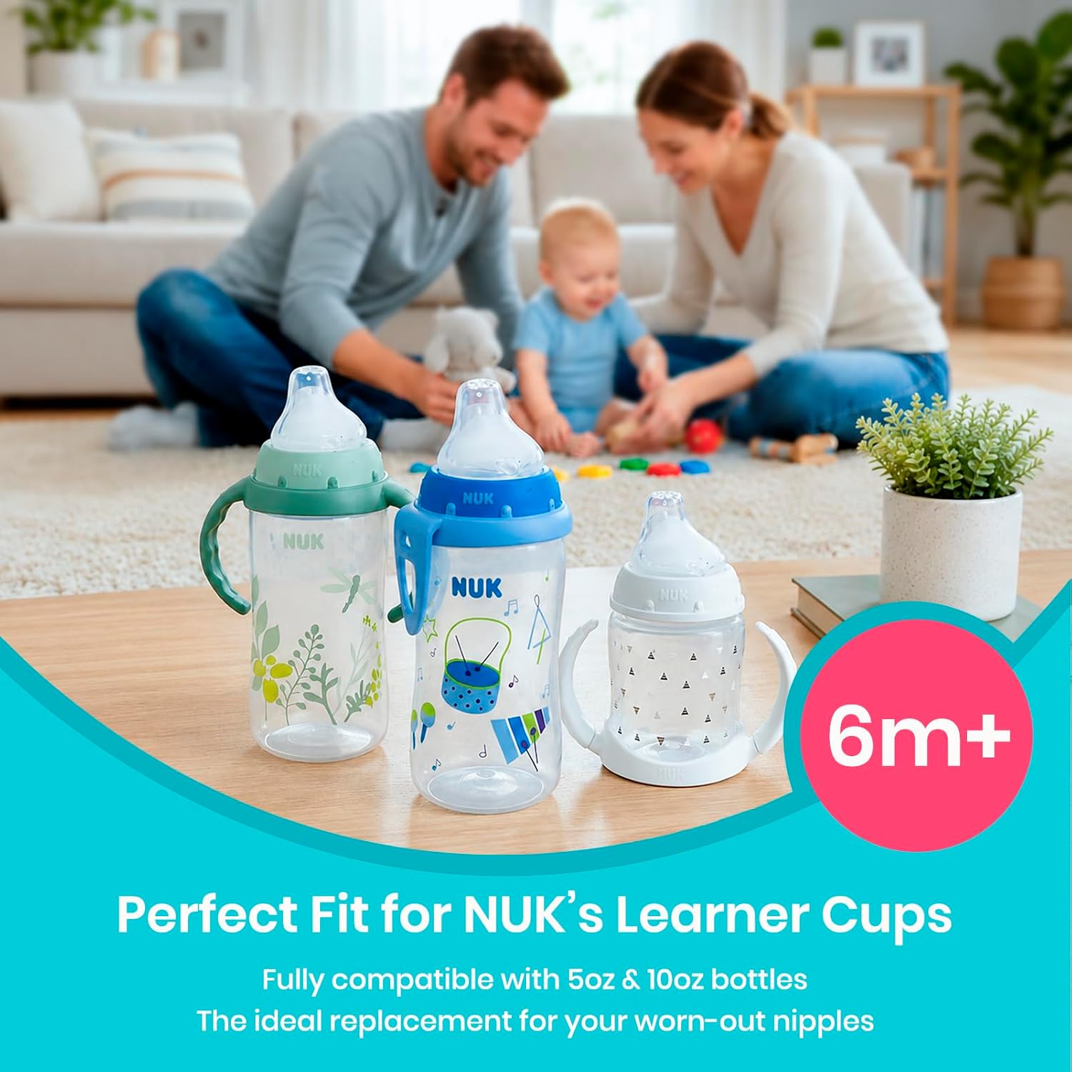 6-Pack Sippy Spouts Compatible with NUK Active Cup and Learner Cup