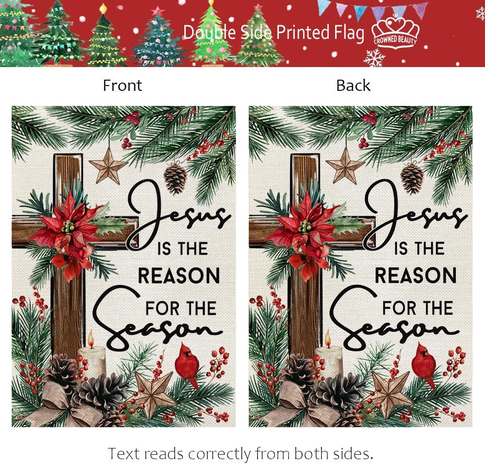 CROWNED BEAUTY Christmas Jesus Is the Reason Garden Flag for Outside 12x18