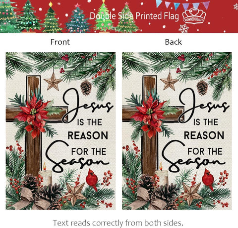 CROWNED BEAUTY Christmas Jesus Is the Reason Garden Flag for Outside 12x18