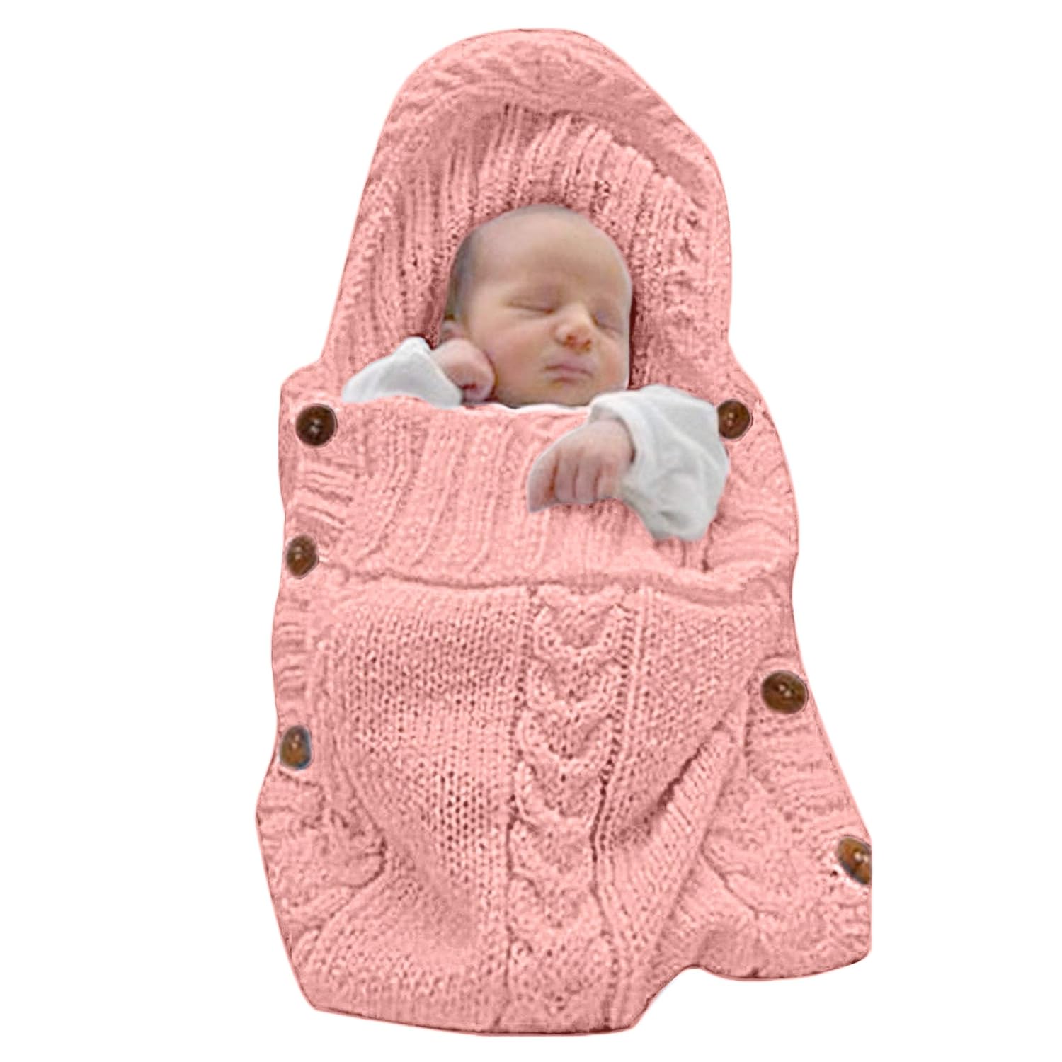 XMWEALTHY Swaddle Blankets for Newborn Baby Wrap Warm Knit Wrap Blanket Bag Stroller Receiving Blankets Baby Girls Boys Dusty Rose 0-6 Month